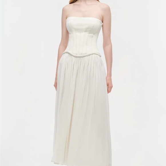 NWT SIMKHAI Adalys Bustier Midi Dress in Ivory - Picture 6 of 12